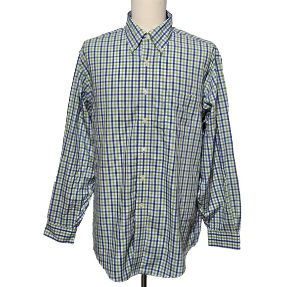 Brooks Brothers Other - Brooks Brothers Polo Shirt Mens Large‎ Green Blue Check Button Down Traditional